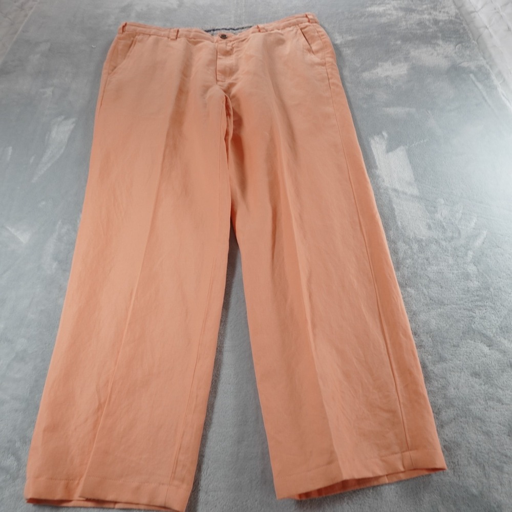 Brooks Brothers Baird McNutt Linen Pants Men 40 Clark Melon Orange Resort Preppy - Picture 1 of 13